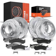 12x Drilled Brake Rotor Ceramic Brake Pad for Chevrolet GMC Hummer Front & Rear