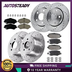 Front & Rear Drilled Brake Rotor Ceramic Pads Kit for Jeep Wrangler 2007 – 2017