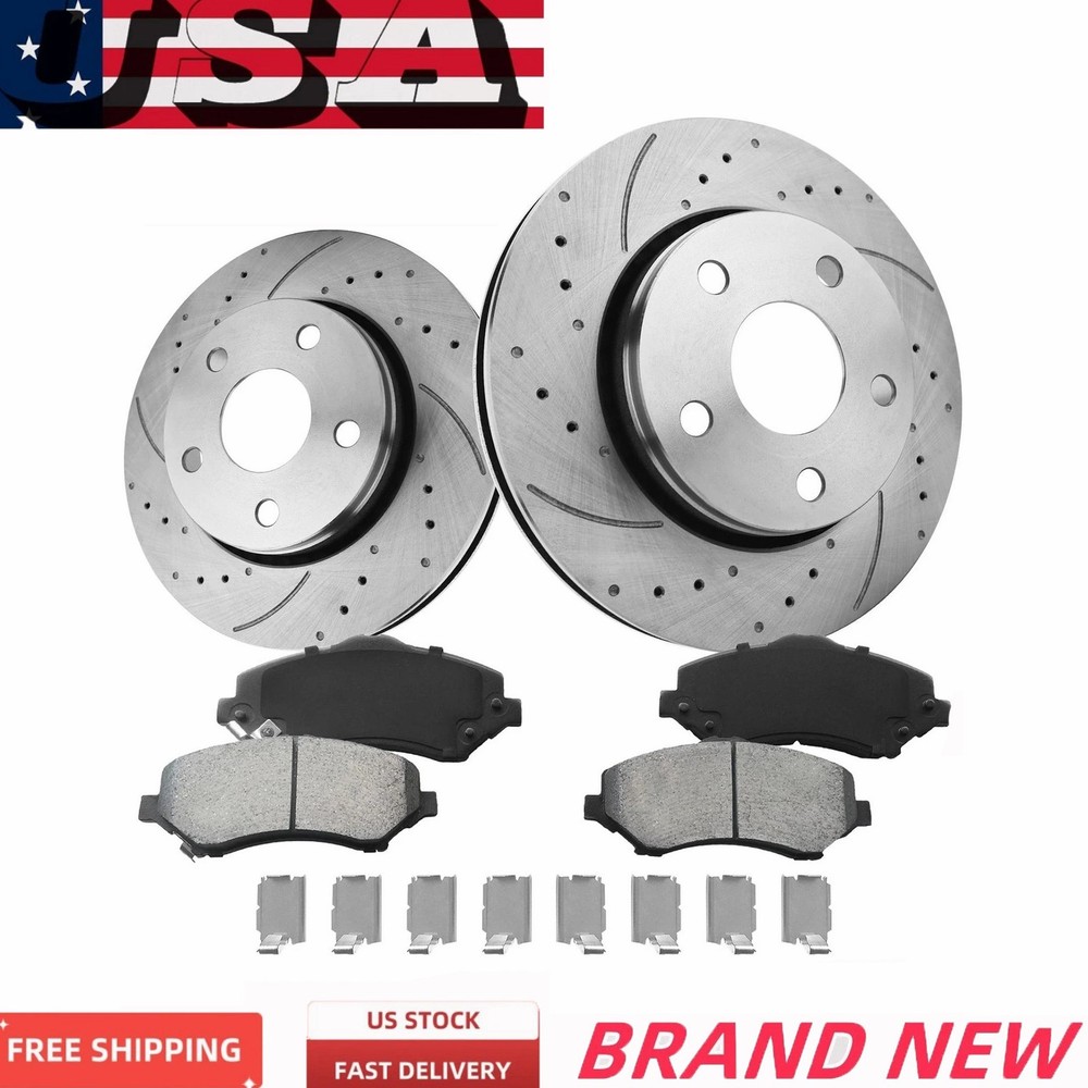 Front Drilled Brake for Nissan Altima Front Slotted Rotors & Ceramic Pads Set