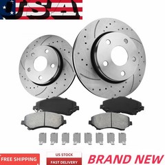 Front Drilled Brake for Nissan Altima Front Slotted Rotors & Ceramic Pads Set