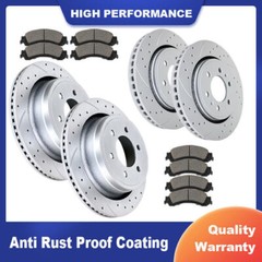 Front Rear Slotted Rotors Discs and Brake Pads Kits for 6 Lugs Ford F-150 Brakes