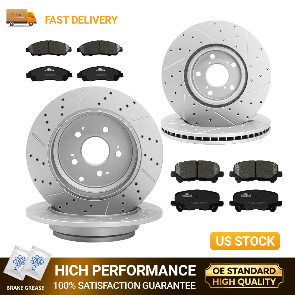 12.98” 330mm Front and 13.13” 334mm Rear Rotors Brake Pads for Pilot MDX ZDX