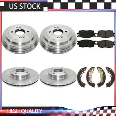 Fits Accent Kia Rio CD Ceramic Brake Pads Shoes Rotors Drums 6 pcs Front+Rear