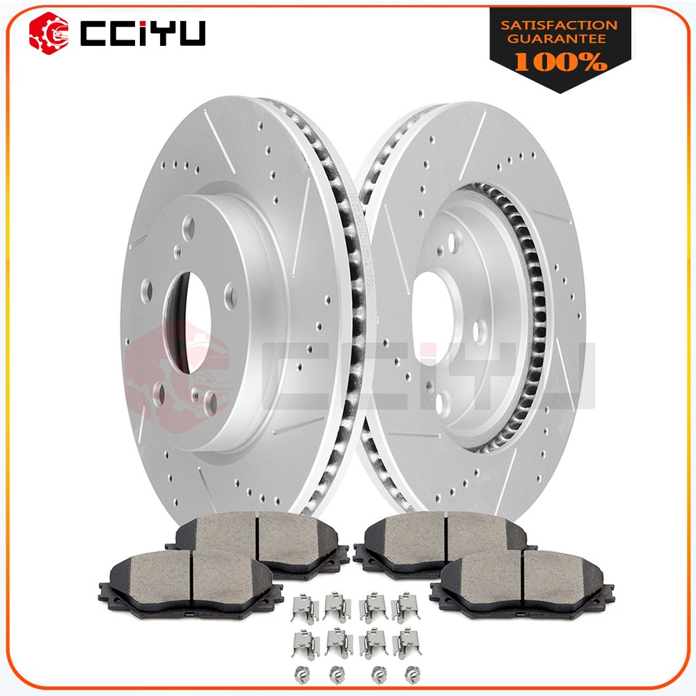 For Toyota Prius V 2012 – 2017 Front Drilled Slot Brake Rotor Discs Ceramic Pads