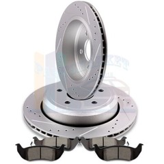2X Rear Discs Brake Rotors and 4X Pads For 2003-2011 Ford Crown Victoria Drill