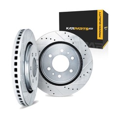 For Cadillac XT6 2020-2025 Brake Rotor Set | Silver | Drilled And Slotted Rotor