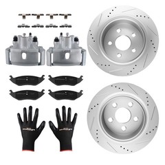 Rear Drilled Rotors+Brake Calipers & Pads For Dodge Ram 1500 2005-2010 18-B4836