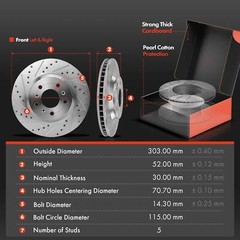 Front&Rear Drilled Brake Rotors & Brake Pad Kit + Brake Caliper for Chevy Impala
