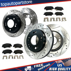 11.02 inch Front Rear Drilled Rotors Brake Ceramic Pads fits Kia Forte 2014 2015