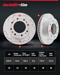 4WD Rear Drilled Rotors Brake Pads Kit for 2005 2006 2007 Ford F-250 F-350 SD