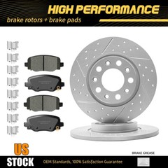 Rear Disc Brake Rotors Pads For 14-22 Jeep Cherokee Single Piston Front Calipers