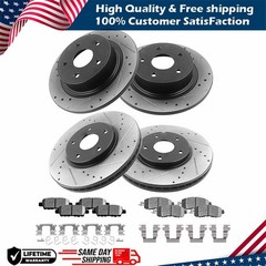 Front And Rear Drilled Rotors Ceramic Brake Pads for 2014 – 2020 Nissan Rogue