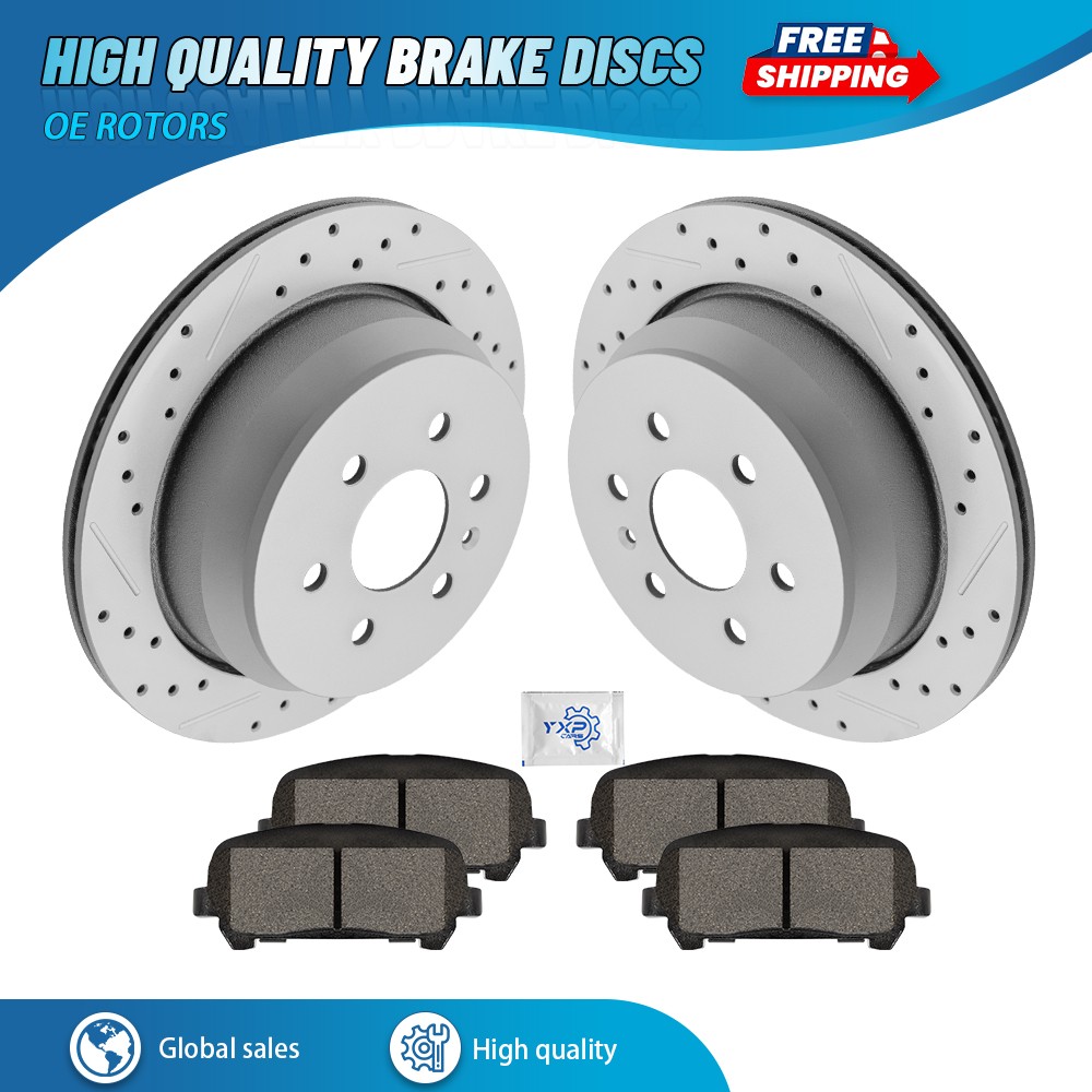 12.76″ Rear Drilled Disc Rotors Brake Pads for 2015-20 GMC Canyon Chevy Colorado