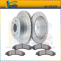Rear Brake Discs Rotors & Ceramic Pads Fits Chevrolet Tahoe 1500 2000-2002 Drill