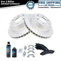 Rotor & Brake Pad Metallic Performance Drilled Slotted Rear Kit w/Chemicals