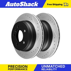 Rear Drilled Slotted Brake Rotors Pair 2 for BMW 528i xDrive 535xi 535i xDrive