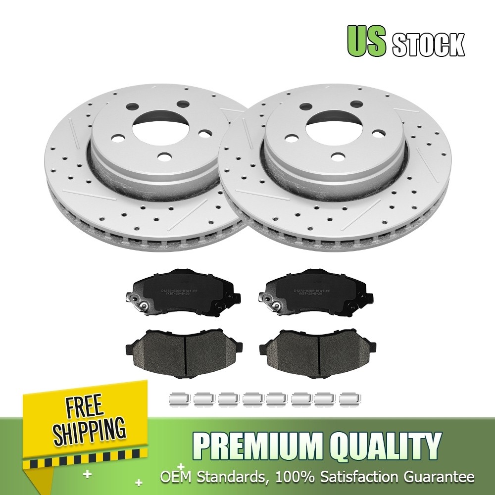 Front Drilled Rotors Brake Pads for 2008 – 2012 Dodge Nitro Jeep Liberty