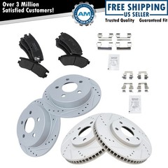 Performance Drilled Slotted Rotor Metallic Brake Pad Set Front Rear Kit