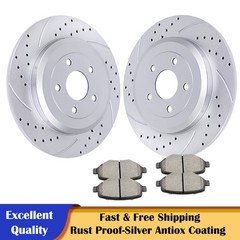 330mm Rear Drilled Rotors Discs Brake Pads Brakes Fit Ford Flex Taurus Explorer