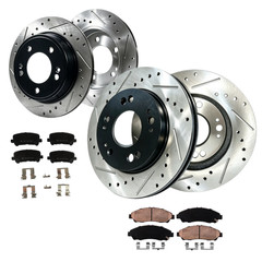 Front + Rear Drilled Rotors Brake Pads Fit 2009 2010-2012 Acura Mdx Honda Pilot