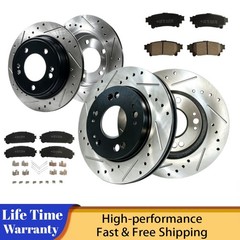 Front Rear Drilled Disc Brake Rotors Brake Pads for 2015-2019 Toyota Highlander