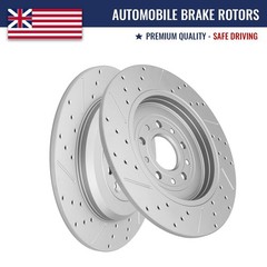 Rear Drilled Slotted Disc Brake Rotors for Lincoln MKT Ford Taurus Explorer Flex