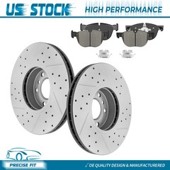 332mm Front Drilled Brake Rotors & Ceramic Pads Kit For 2011-2017 2018 BMW X5 X6