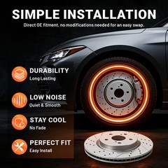 Front Drilled and Slotted Brake Rotors for 2015-2024 Ford Mustang
