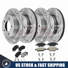 Front & Rear Drilled Rotors Brake Pads for Chevy Malibu Cobalt Pontiac G6 ION