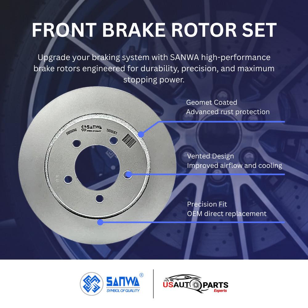 SANWA SET OF 2 FRONT BRAKE ROTOR VENTED & GEOMET 305 mm FOR FORD 2002-2005 4.0L