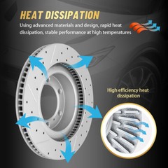 Front Drilled Slotted Rotors & Ceramic Brake Pads for 2005 – 2010 Honda Odyssey