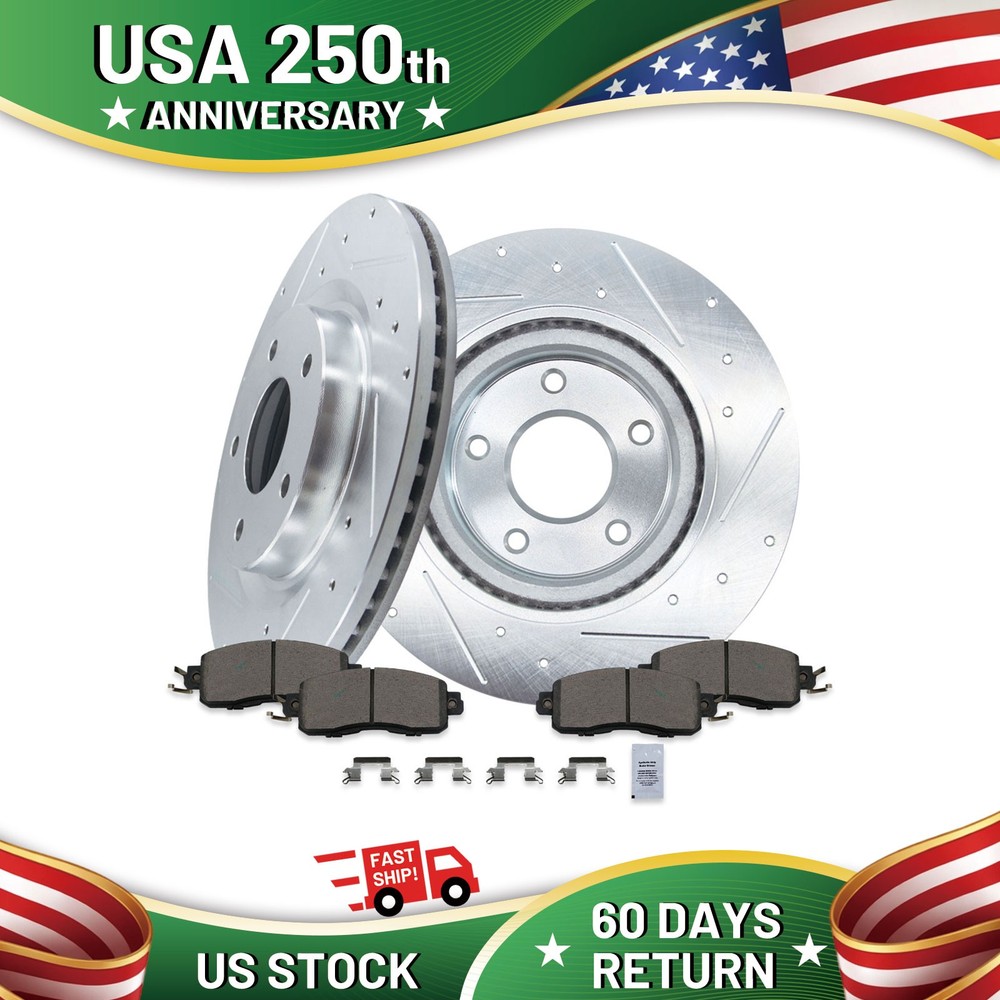 Front Drilled Brake Rotors Ceramic Brake Pads Kit for 2007 – 2013 Nissan Altima
