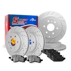 Front & Rear Drilled Rotors + Ceramic Brake Pads Kit for Chevrolet Traverse GMC