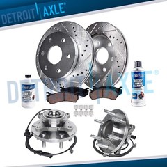 2WD Front Drilled Rotor Brake Brake Pad Wheel Hub Bearing for 2010 F-150 w/ ABS