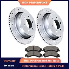 Rear Drilled Slotted Rotors and Brake Pads Brakes Kit for 10-11 Ford F-150 6 LUG