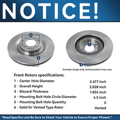 12.60” Front Disc Brake Rotors and Ceramic Brake Pads Kit for Mazda CX-9 CX-5