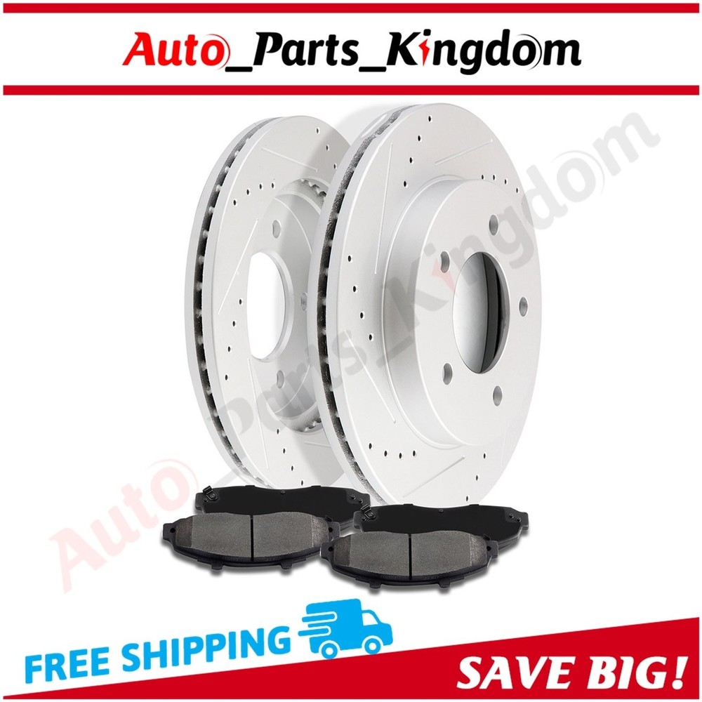 For 1999 -2001 2002 2003 2004 Ford F-150 Front Slotted Ceramic Brake Pads Rotors