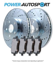 FRONT POWER CROSS DRILLED SLOTTED PLATED BRAKE ROTORS + CERAMIC PADS 56668PK