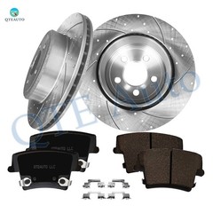 6PC Rear 320mm Drilled Brake Rotors-Ceramic Brake Pad For 2006-2008 Chrysler 300