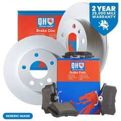 Pair of QH Vented 239.7mm Front Brake Discs With Brake Pads BDC3727 & BP520
