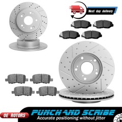 Front Rear Drilled Rotors Ceramic Brake Pads for 2003 2004 2005-2008 Honda Pilot