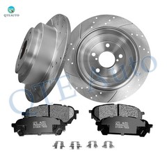 6 Rear 265mm Drilled Brake Rotors-Ceramic Brake Pad To 2004-2008 Subaru Forester