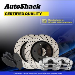 Front Drilled Slotted Brake Rotor Premium Pad Caliper for Honda, Ridgeline 06-11
