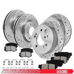 For 2007 -2010 Hyundai Elantra Front & Rear DRILLED Brake Rotors + Ceramic Pads