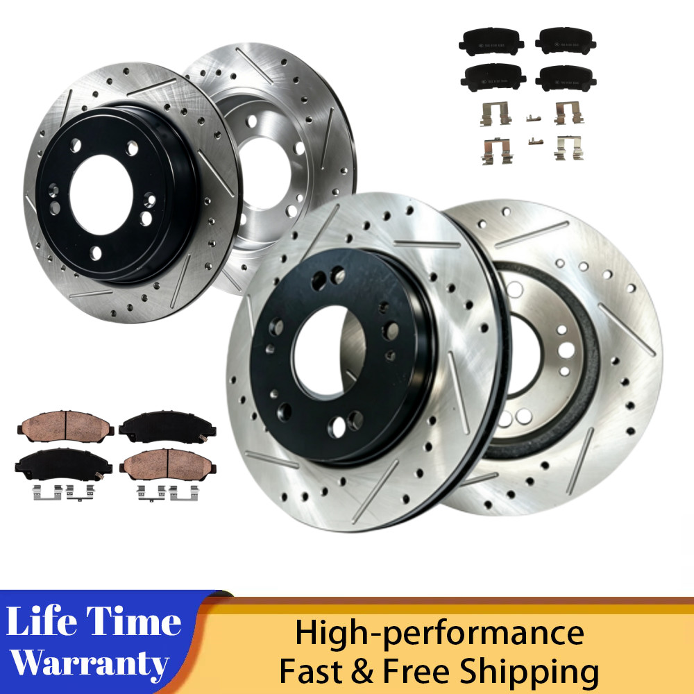 330mm Front & 334mm Rear Rotors + Brake Pads for 2010 2011 2012 2013 Acura ZDX