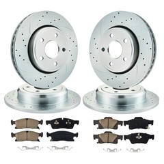Front and Rear Drilled Rotors Ceramic Brake Pads for 2011-2017 Dodge Durango