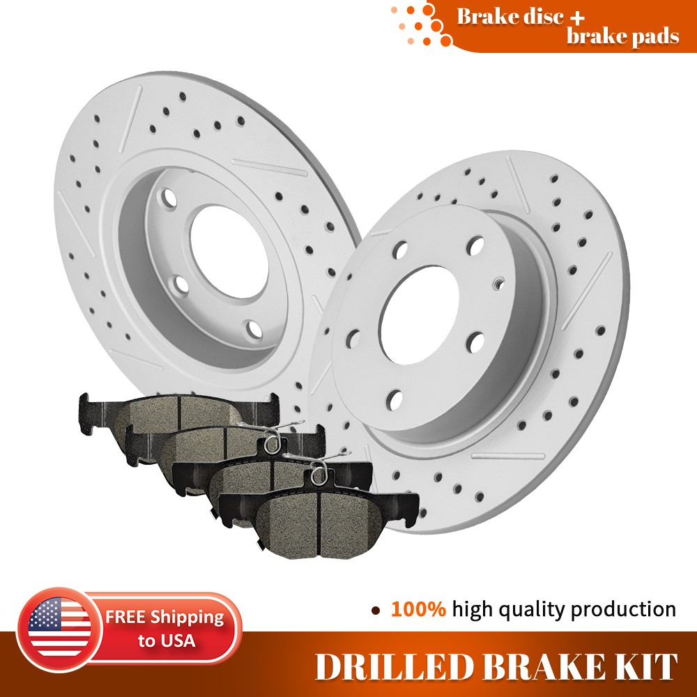 Rear Drilled Brake Rotors + Brake Pads for Mazda 3 CX-30 3 Sport 2019 2020-2023