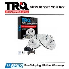 TRQ Front Performance Drilled Slotted Brake Rotor & Ceramic Pad Set for S10
