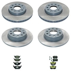 DuraGo Front Rear Rotor Hella Low-Met Brake Pad Kit for Jetta 2.0L L4 CBPA 13-15