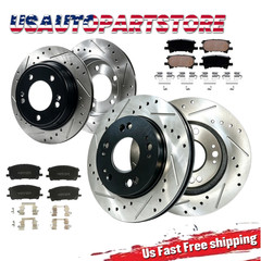 Front Rear Drilled Rotor Ceramic Brake Pad for 2006 2007 Toyota Highlander Lexus